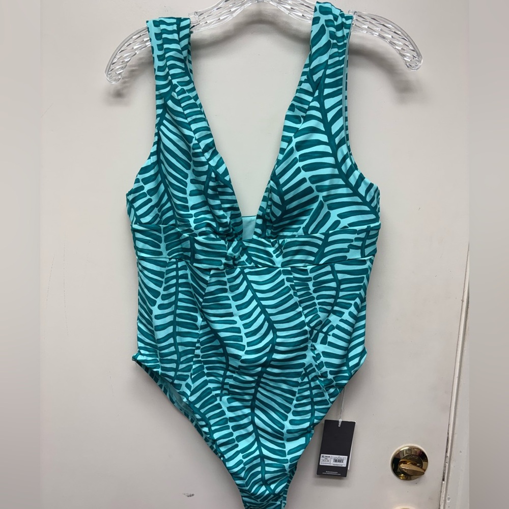 Vitamin A Teal Leaf-Print One-Piece Swimsuit